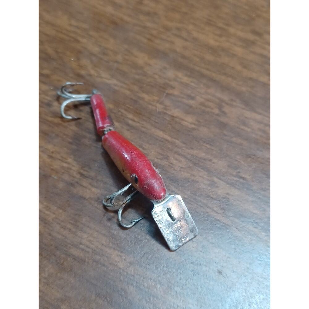 Vintage L&S Fishing Lures Red. Head Minnow Jointed USA Made